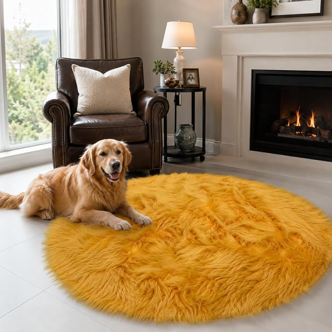 EasyJoy Faux Sheepskin Rug, Fluffy Faux Fur Rug, Ultra Soft Shag Area Rug - Image 2