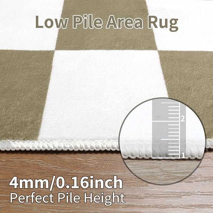 Terrug Beige and White Checkered Rug - Image 7