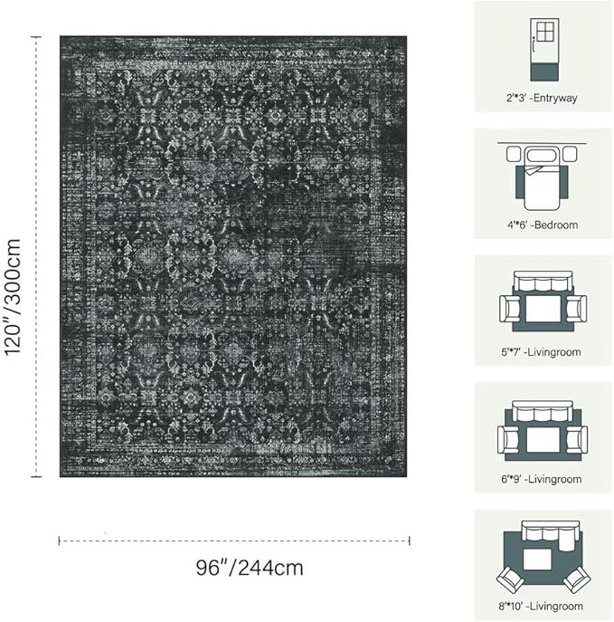 Rugxara 8x10 Area Rugs for Living Room Bedroom, Large Washable Rug, Non Slip & - Image 2