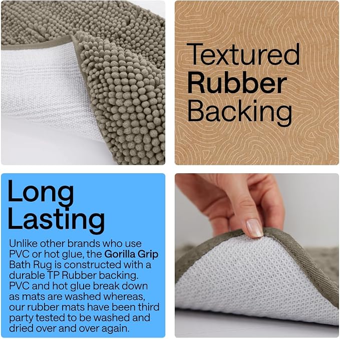 GORILLA GRIP Bath Rug Mat 30x20, Thick Soft Absorbent Chenille, Quick Dry - Image 3
