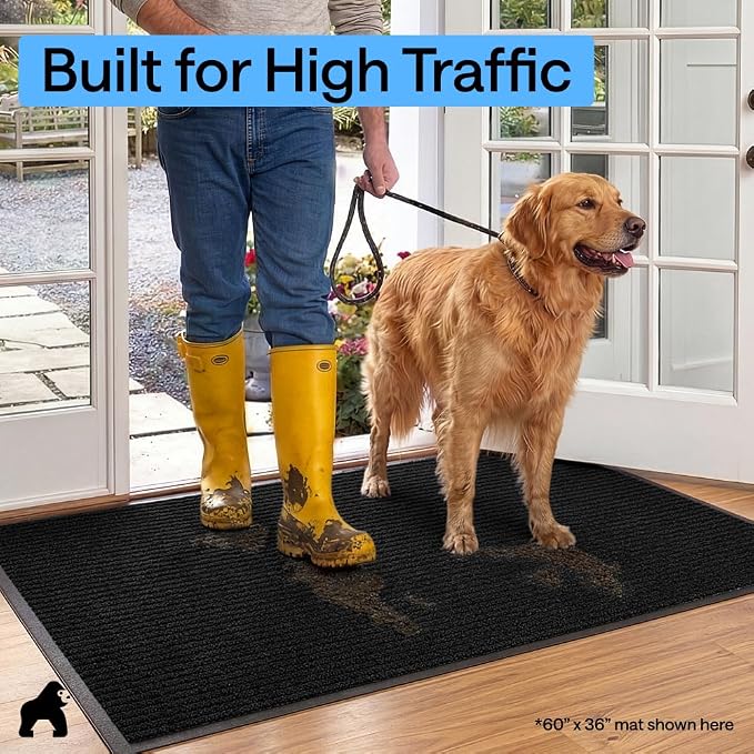 GORILLA GRIP Waterproof Traffic Guard Door Mat, 72x48 Heavy Duty Entryway Floor - Image 7