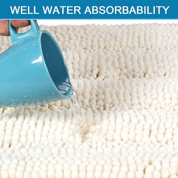 Non Slip Thick Shaggy Chenille Bathroom Rug Mat Set Extra Soft and Absorbent - Image 5