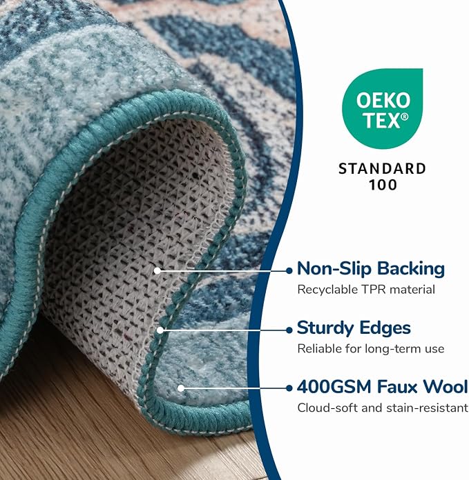 Lessymo 8 x 10 Area Rugs for Living Room, Machine Washable Area Rugs Boho Faux - Image 3