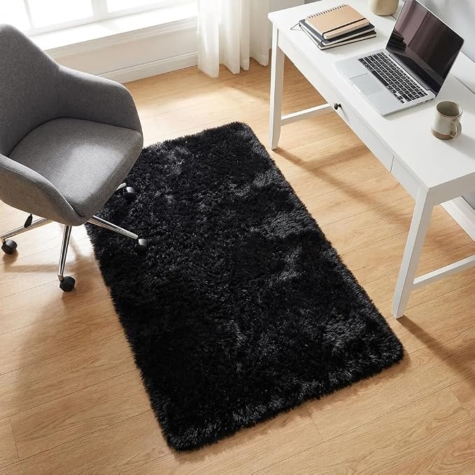 Mugorn Black Rugs for Bedroom, 3x5 Feet Fluffy Area Rugs for Living Room - Image 4
