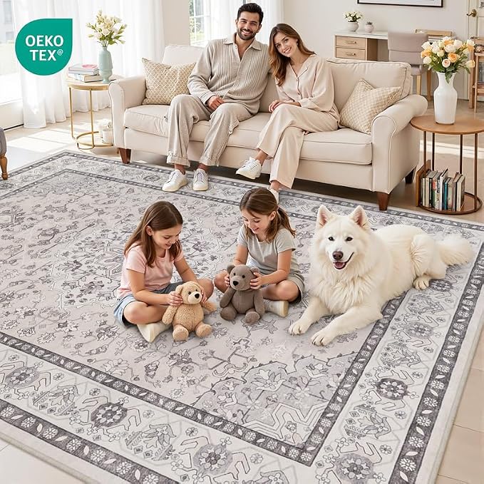 6x9 Area Rugs for Living Room: Vintage Boho Neutral Washable Rug Indoor Soft - Image 8
