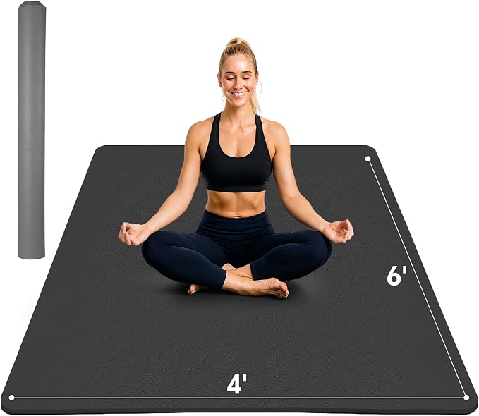 Stepwaver Extra Large Yoga Mat 6'x4', Ultra Durable, Wide Workout Mat, Wide by Stepwaver