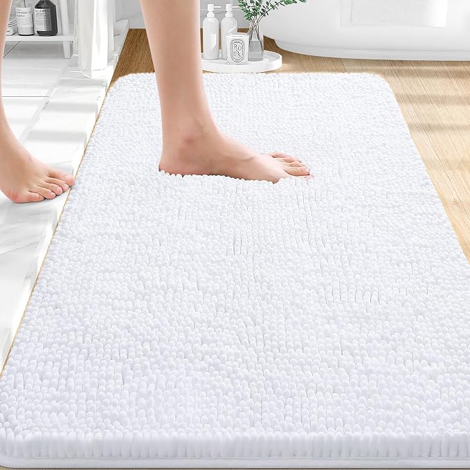 OLANLY Bathroom Rugs 30x18, Extra Soft Absorbent Chenille Bath Rugs, Rubber by OLANLY