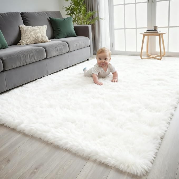 5x7 Area Rug for Living Room, Ultra Soft Fluffy Shag Rugs for Bedroom, Non-Slip - Image 2