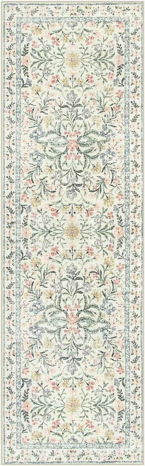 Wonnitar Washable Rug Runner 2'6''x8', Boho Floral Hallway Runner Rug 8ft Long - Image 8