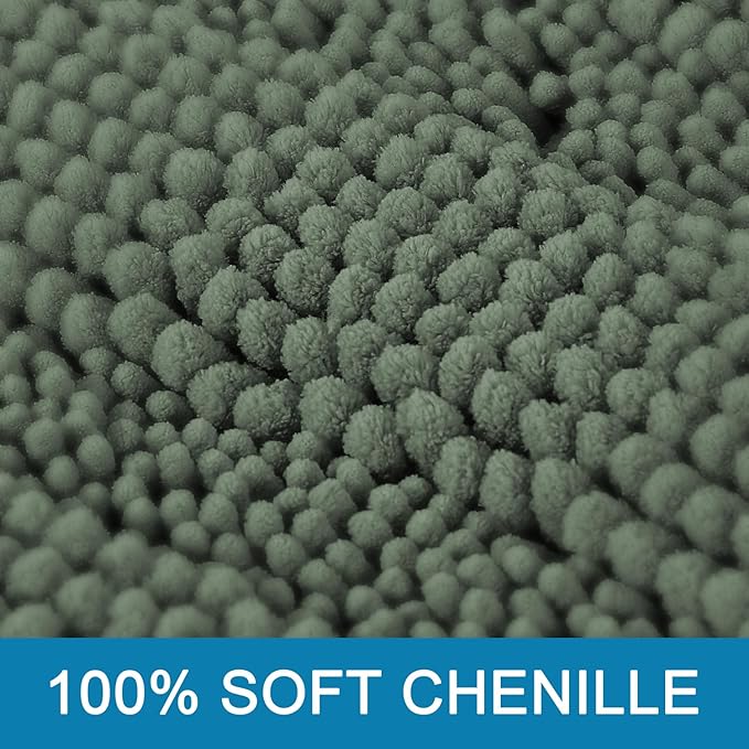 H.VERSAILTEX Bath Mats for Bathroom Non Slip Extra Thick Chenille Striped Bath - Image 3