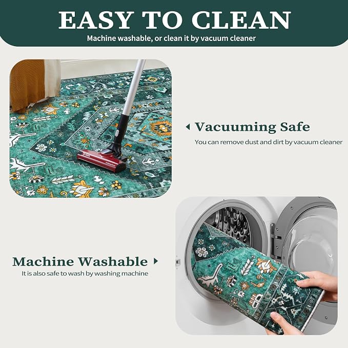 SERISSA Boho Round Area Rug, 4ft Washable Non-Slip Circle Rug, Ultra Soft - Image 3