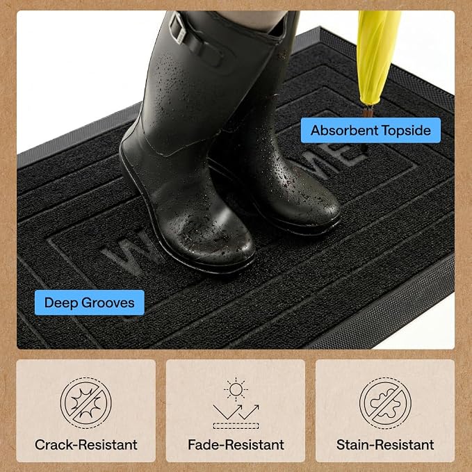 GORILLA GRIP 100% Waterproof All-Season WeatherMAX Doormat 35x23, US Designed - Image 6