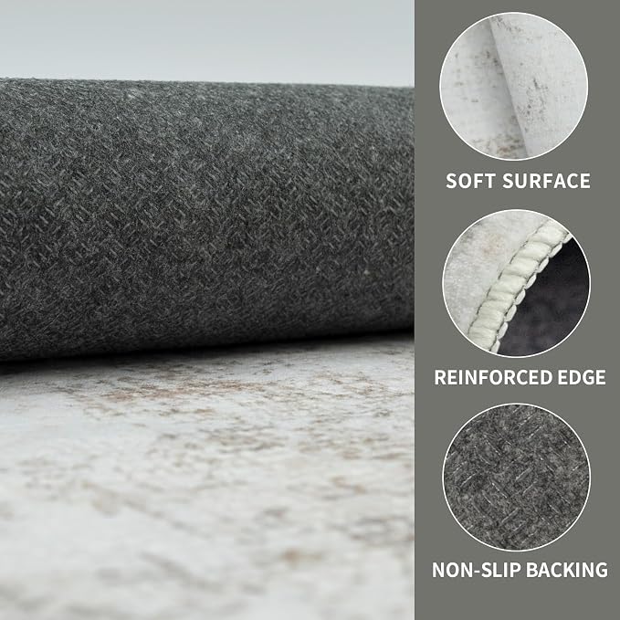 Washable 3×5 Area Rug for Living Room, Vintage Floral Rug Soft Non Slip Stain - Image 4