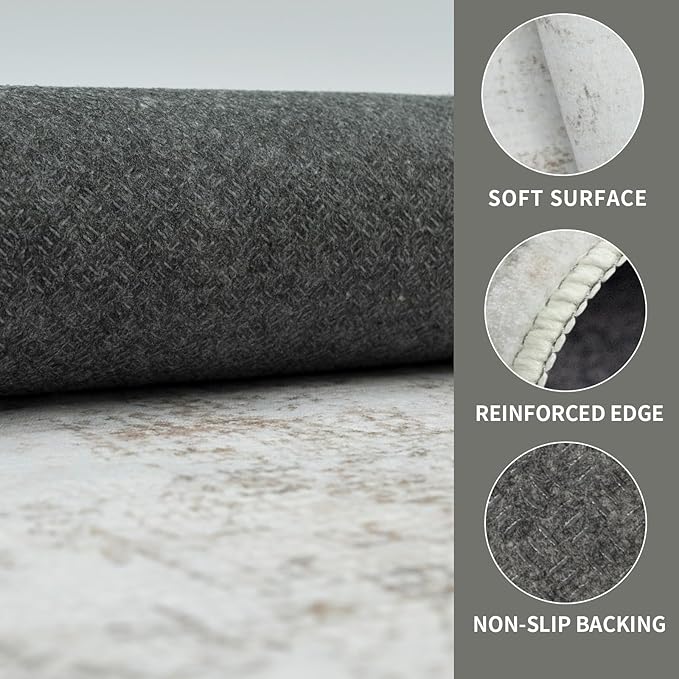 Washable 8×10 Area Rugs for Living Room, Vintage Floral Rug Soft Non Slip Stain - Image 4