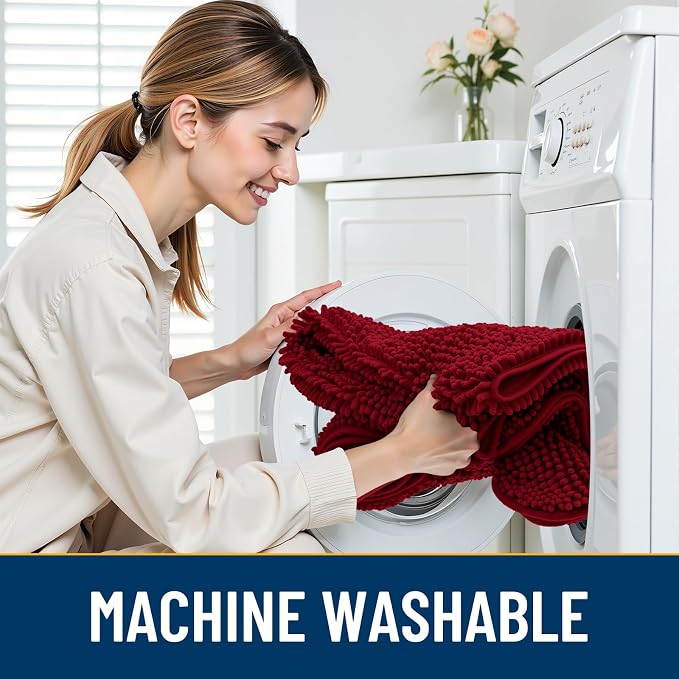 Smiry Dog Door Mat for Muddy Paws 70x35, Absorbent Dirt Trapper, Non-Slip - Image 5