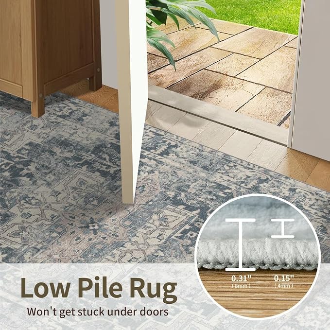 Rugxara 3x5 Rug for Entryway Bedroom, Vintage Retro Boho Throw Rug, Non Slip & - Image 6
