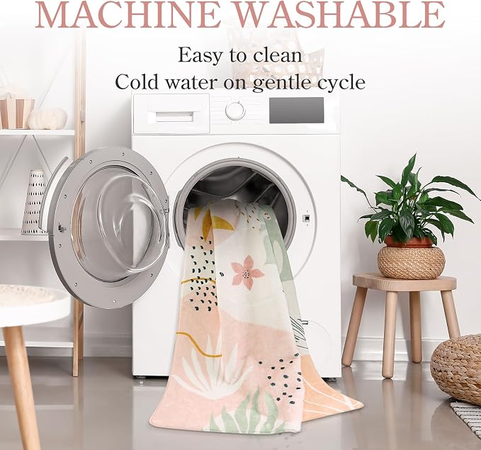 Lahome Pink 6' Round Area Rug, Non-Slip Soft Ultra-Thin Washable Floral Boho - Image 3
