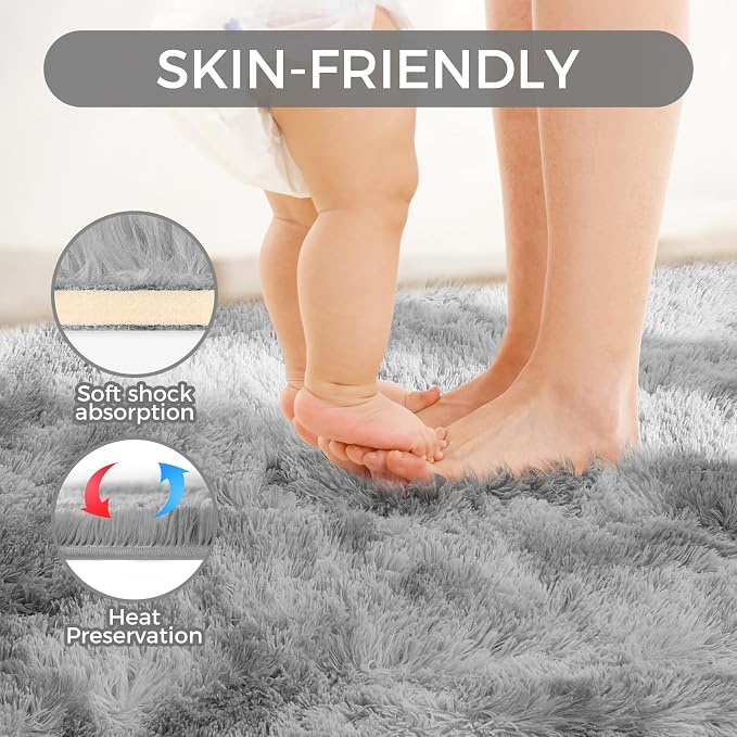 Ultra Soft Rug for Living Room, 6X9 Fluffy Shag Area Rug for Bedroom, Modern - Image 2