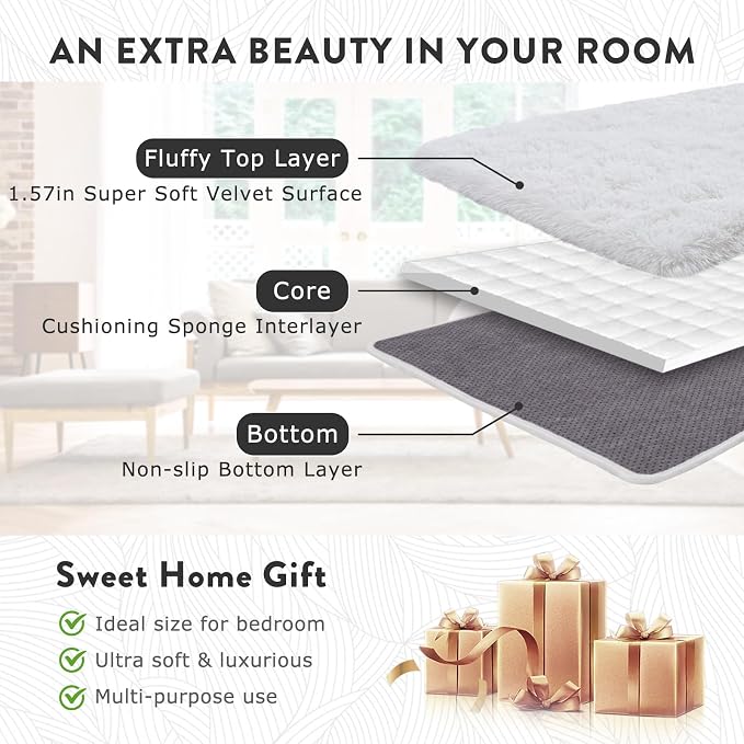 9x12 Large White Fluffy Area Rugs - Image 6