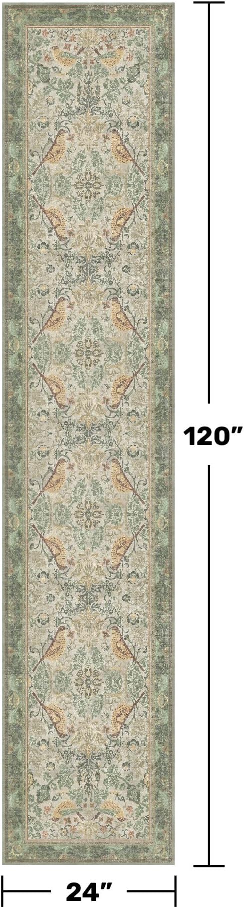 Vintage Sage Runner Rugs for Hallways - Image 2