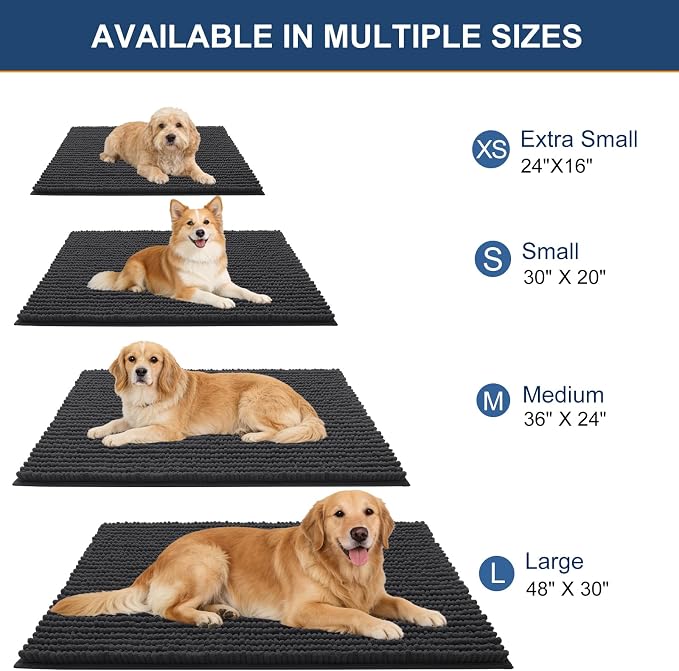 OLANLY Dog Door Mat for Muddy Paws 47x24, Ultra Absorbent Chenille Mud Doormat - Image 2