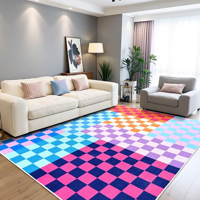 Terrug Multicolored Checkered Rug - Image 2