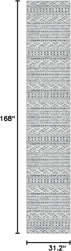 KUTA Long Hallway Runner Rug 2.6x14 Non-Slip Washable, Moroccan Vintage Beige - Image 2
