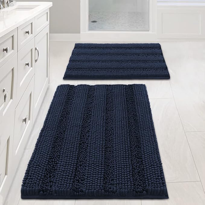 H.VERSAILTEX Navy Blue Bathroom Rugs 2 Piece, Bath Mat Set Slip-Resistant Extra by HVERSAILTEX
