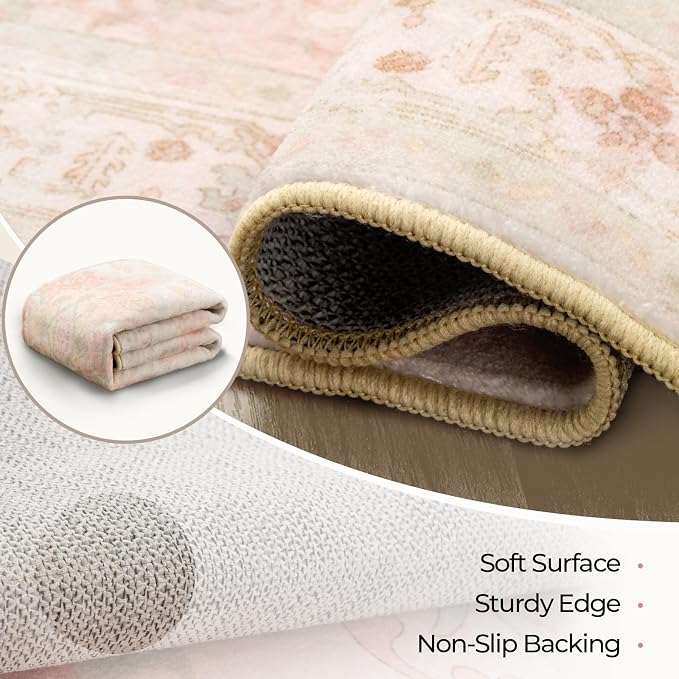 CAPALOCA Machine Washable Rugs Nursery Rug 2x6 Cute Girl Non Slip Low Pile - Image 3