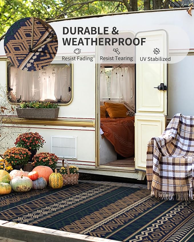 MontVoo Outdoor Rug Carpet Waterproof-Patio Rug Mat 6x9 Reversible RV Outdoor - Image 8