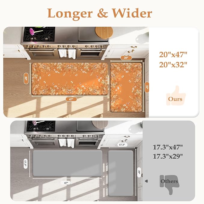 KIMODE Fall Kitchen Mats Cushioned Anti Fatigue, Halloween Kitchen Mats - Image 3