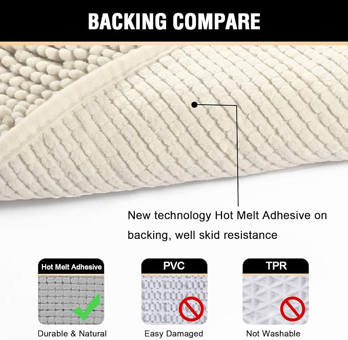 H.VERSAILTEX Bath Mat for Bathroom Non Slip Luxury Chenille Ultra Soft Bath - Image 6