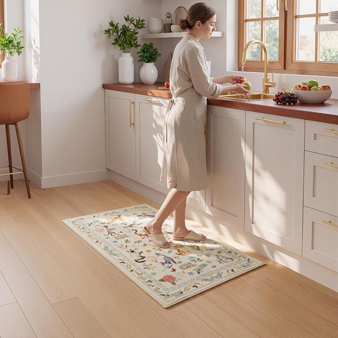 Unirea 2x3 Small Beige Washable Cat Area Rug, Door Mat Indoor Entrance Rug - Image 6