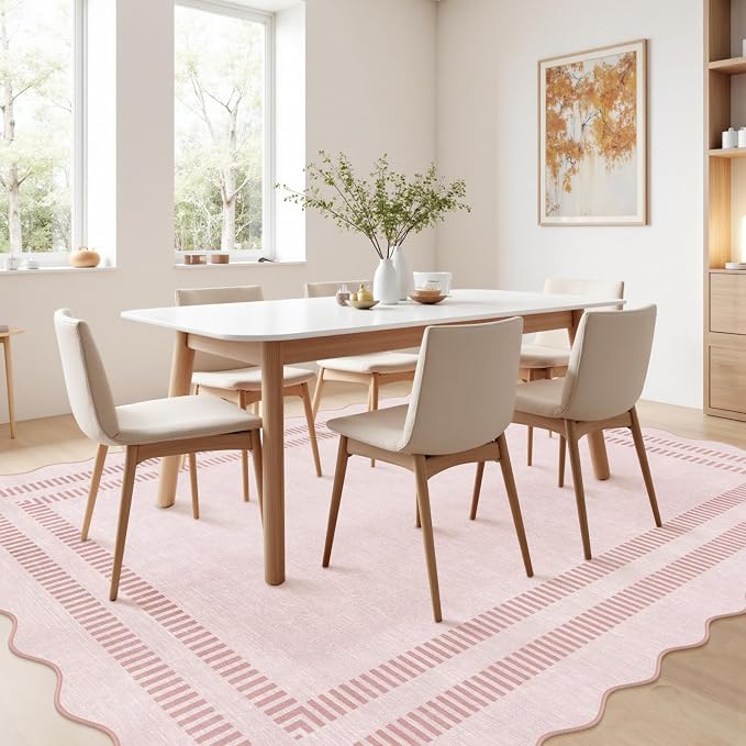 Pink Rugs for Bedroom Girls, 5x7 Washable Non Slip Area Rugs for Living Room - Image 8
