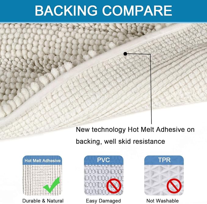 H.VERSAILTEX Bath Rugs for Bathroom Non Slip Bath Mats Extra Thick Chenille - Image 4
