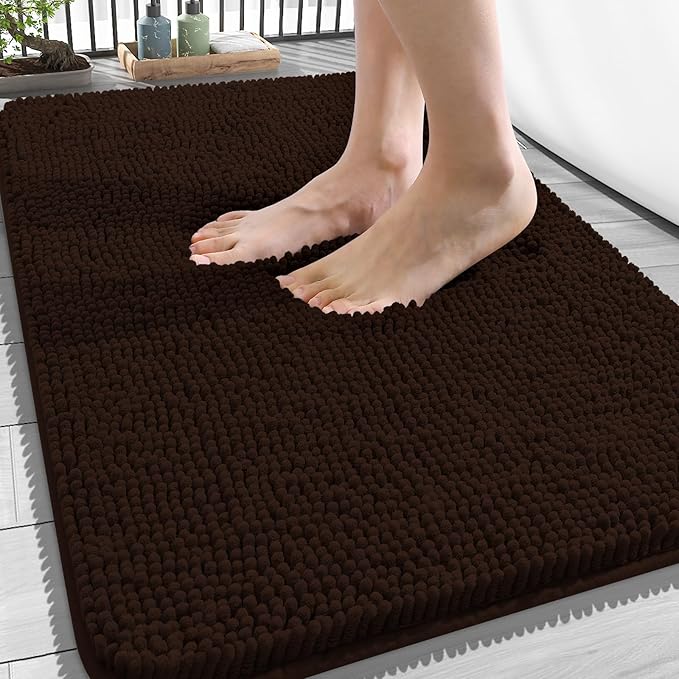 OLANLY Bathroom Rugs 34x21, Extra Soft Absorbent Chenille Bath Rugs, Rubber by OLANLY