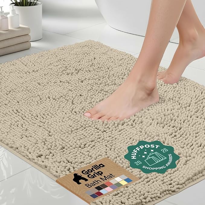 GORILLA GRIP Bath Rug Mat 60x24, Thick Soft Absorbent Chenille, Quick Dry by Unknown