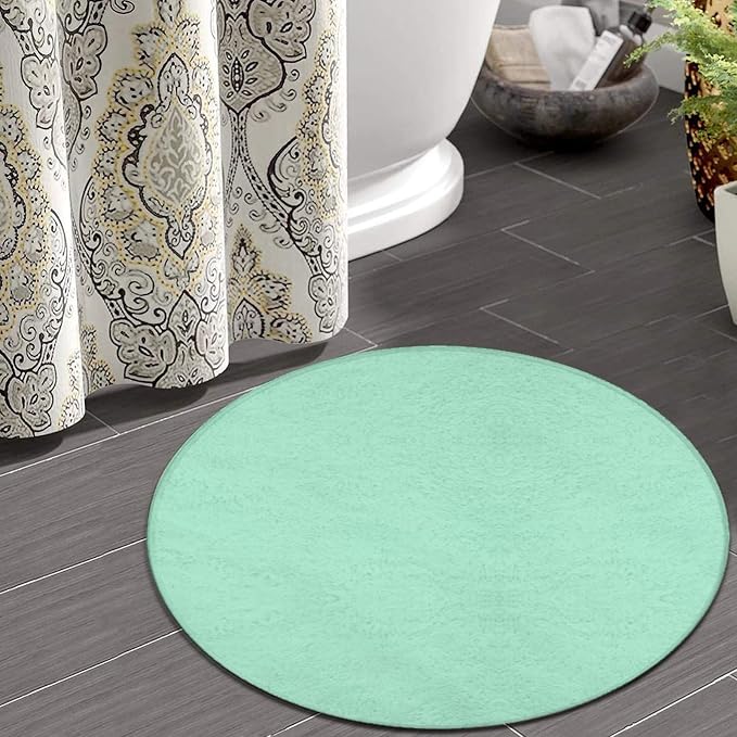 Machine Washable Modern Round Area Rug, Room Sofa Yoga Soft Round Carpet - Image 4