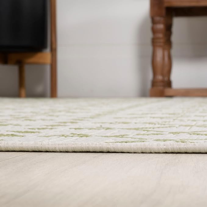 JONATHAN Y Moroccan Geometric Indoor Outdoor Area Rug 3X5 Cream/Green, Ourika - Image 6