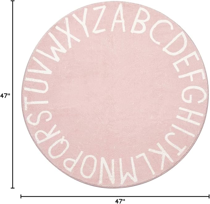 Topotdor Round Kids Play Rug Alphabet Nursery Area Rug Extra Large Soft - Image 3