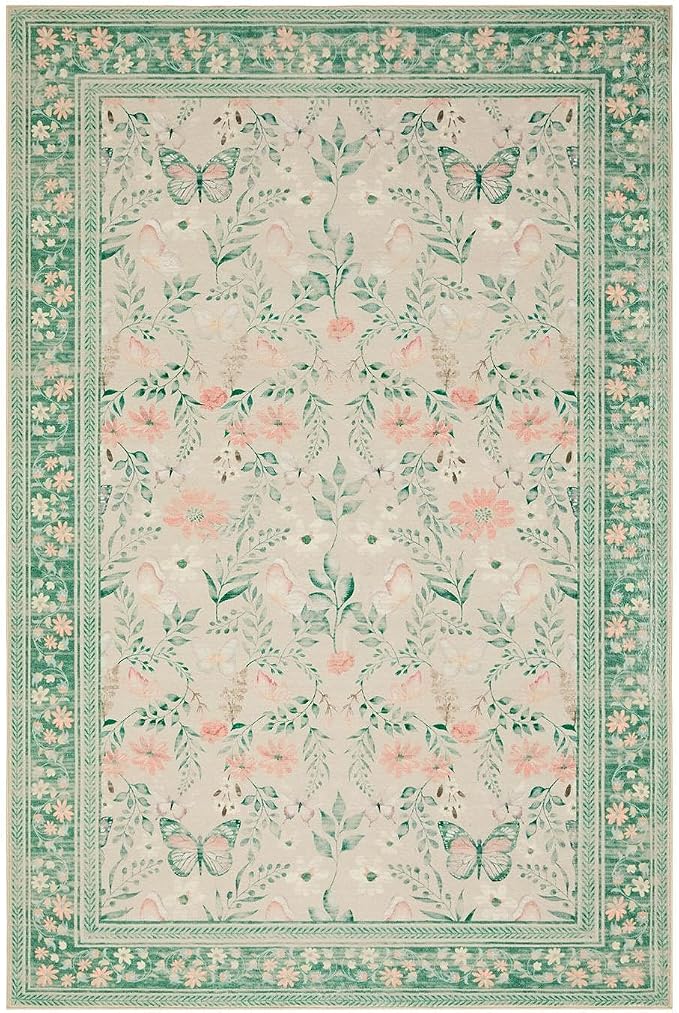 Rugxara Floral Rug for Living Room Bedroom, 8x10 Washable Rug, Large Non Slip - Image 4