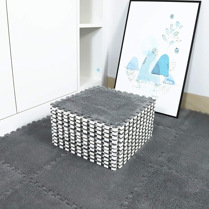 smabee Interlocking Carpet Shaggy Soft EVA Foam Mats Fluffy Area Rugs - Image 9