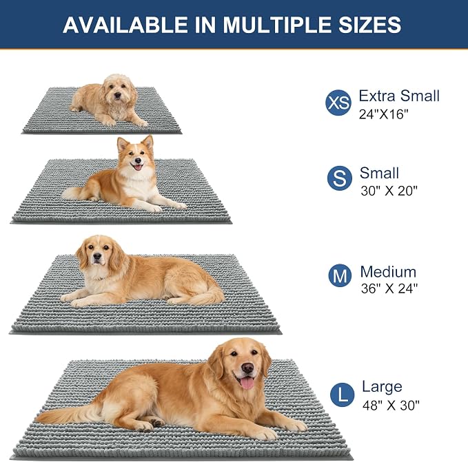 OLANLY Dog Door Mat for Muddy Paws 59x35, Ultra Absorbent Chenille Mud Doormat - Image 2