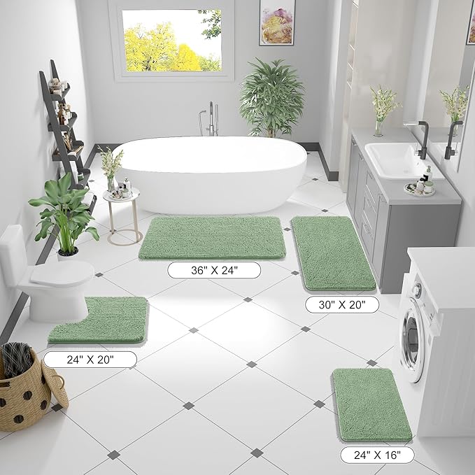OLANLY Small Bathroom Rugs 24x16, Extra Soft Absorbent Chenille Bath Rugs - Image 8
