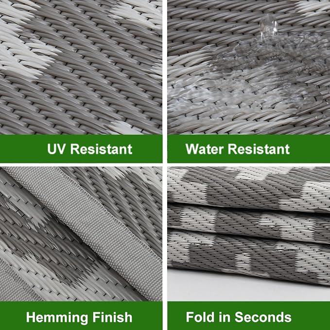 RURALITY Outdoor Rugs 5x8 Feet for Patios Clearance, Plastic Straw Waterproof - Image 4
