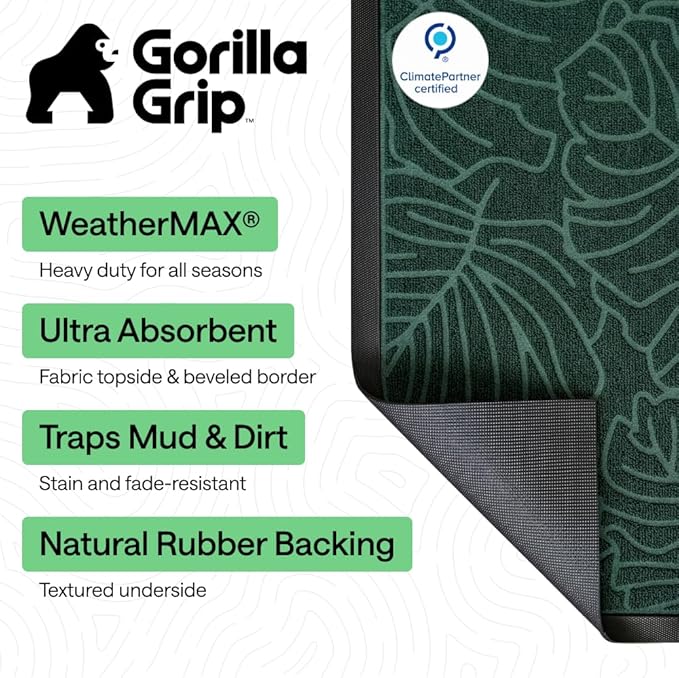 GORILLA GRIP 100% Waterproof All-Season WeatherMAX Doormat, US Designed Natural - Image 3