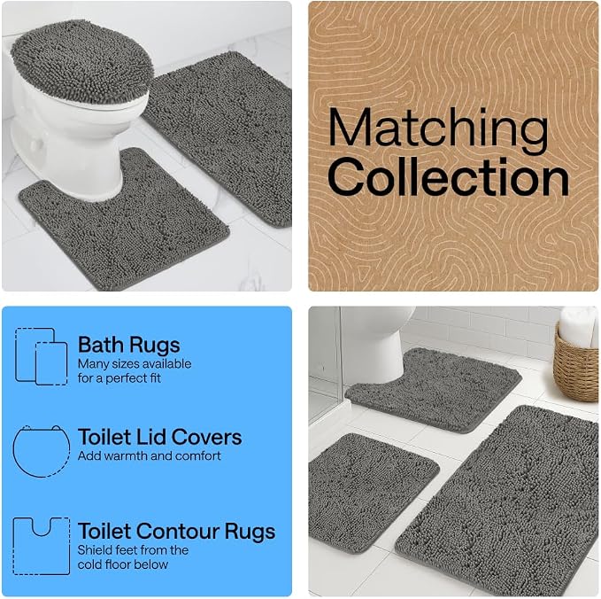 GORILLA GRIP Plush Absorbent Shaggy Chenille Bath Rug Mat - Image 8