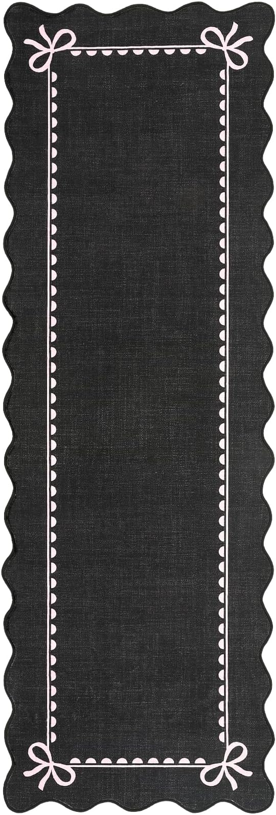 GarveeHome Scalloped Bow Rug for Living Room, Solid Rug for Dorm, Washable - Image 4