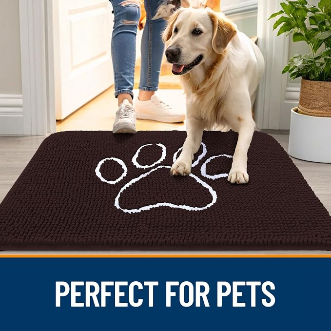 OLANLY Dog Door Mat for Muddy Paws 47x17, Paw Print Design, Absorbs Moisture - Image 6