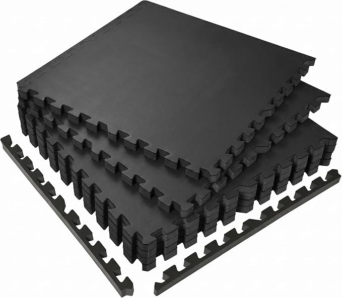 SUPERJARE 0.56'' Thick 6 Pcs 24 Sq Ft Rubber Top Exercise Equipment Mats by SUPERJARE